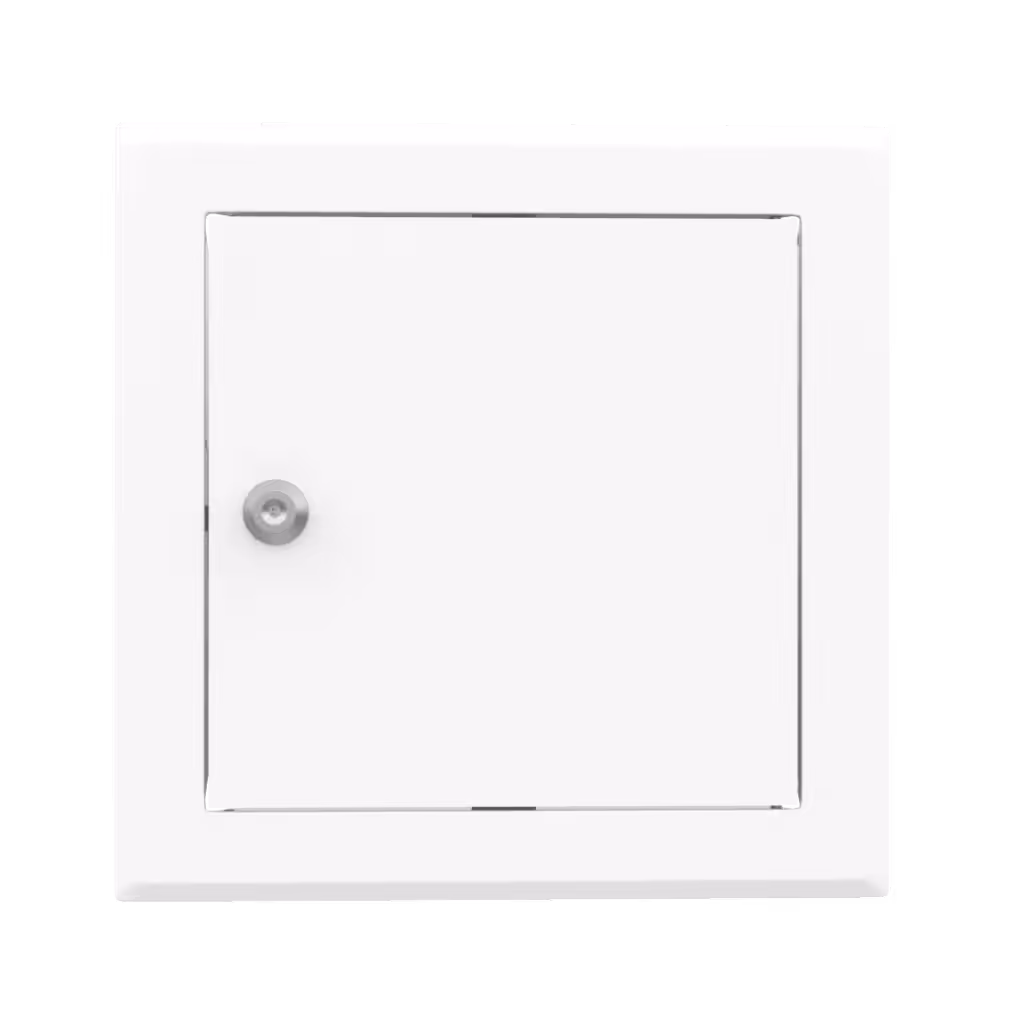 Tempo Softline metal access panel, white, cylinder lock, 150×150 to 1200×1200 mm