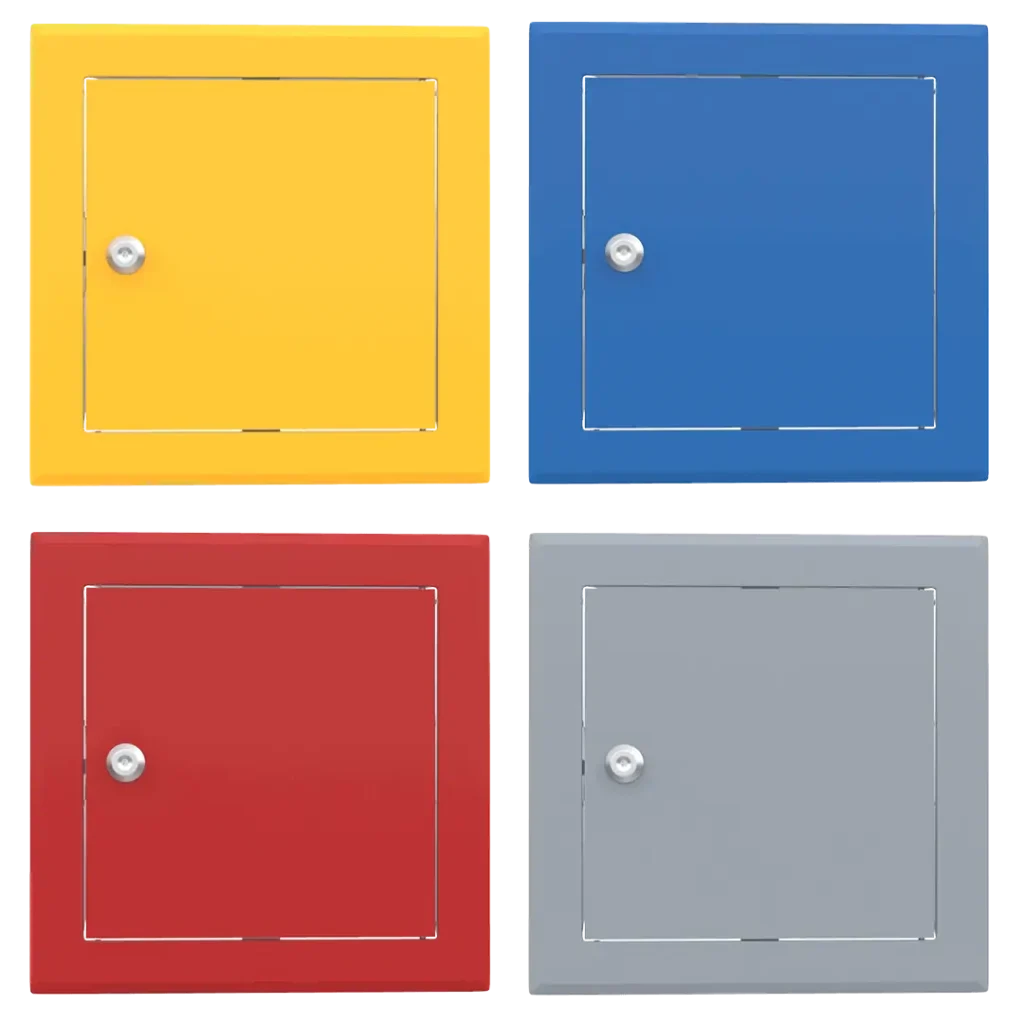 Tempo Softline coloured metal access panel, cylinder lock, in 14 RAL colours, 200×200 to 800×800 mm