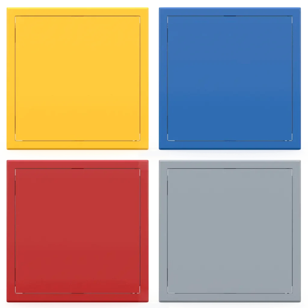 Tempo Softline coloured metal access panel, push-to-open, in 14 RAL colours, 200×200 to 800×800 mm